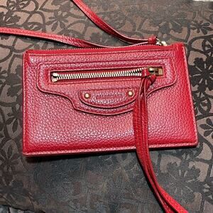 Balenciaga Red leather Coin Purse / card holder comes with a COA
